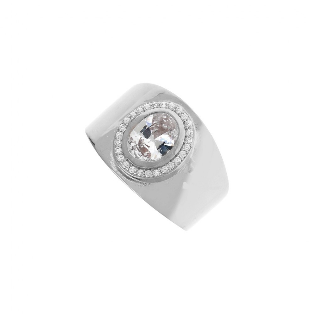 925 Ασήμι Δαχτυλίδι Σεβαλιέ με Λευκές Πέτρες ARS3475WMJW