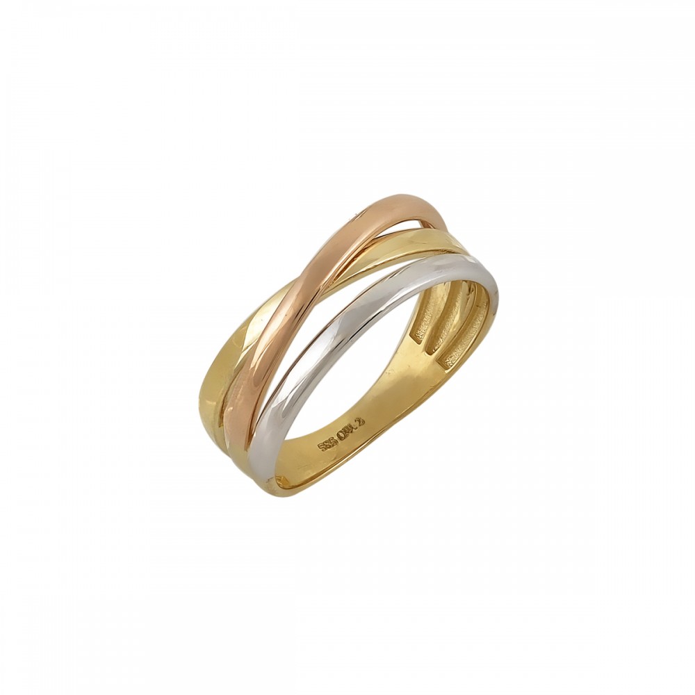 14K Χρυσό Τρίχρωμο Δαχτυλίδι R5235O