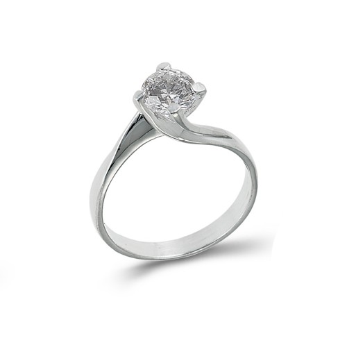 14K Λευκόχρυσο Δαχτυλίδι με Ζιργκόν AD168L