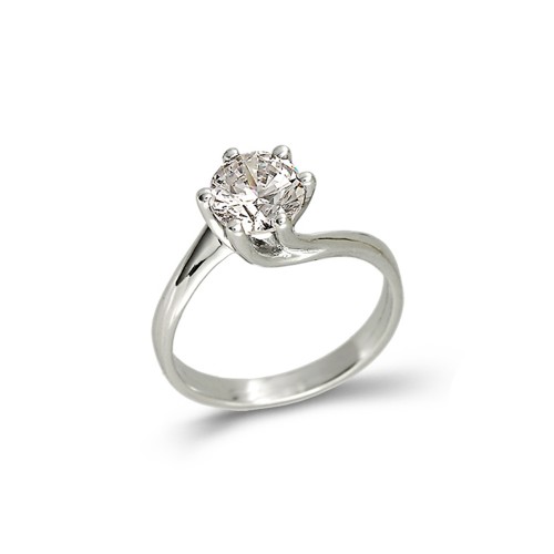 14K Λευκόχρυσο Δαχτυλίδι με Ζιργκόν AD172L