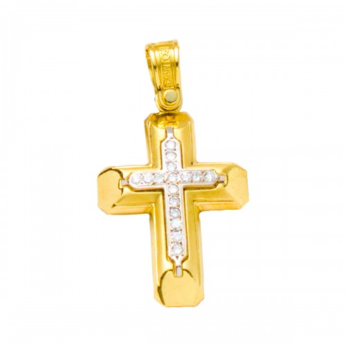18K Χρυσός Σταυρός με Διαμάντια S1015BR