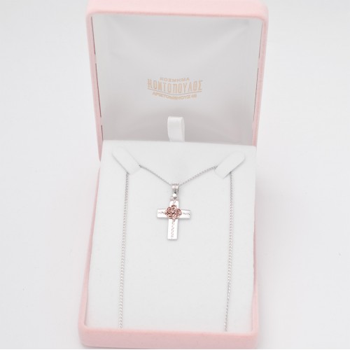 14K Λευκόχρυσος Σταυρός Με Ζιργκόν S370SP