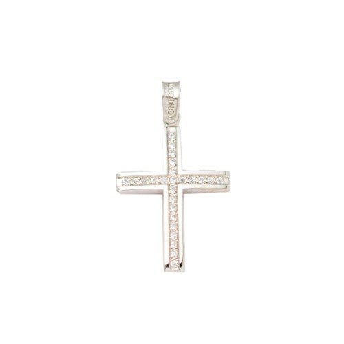 14K Λευκόχρυσος Σταυρός με Ζιργκόν S454A40