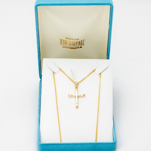 14K Χρυσός Δίχρωμος Σταυρός S528ANR