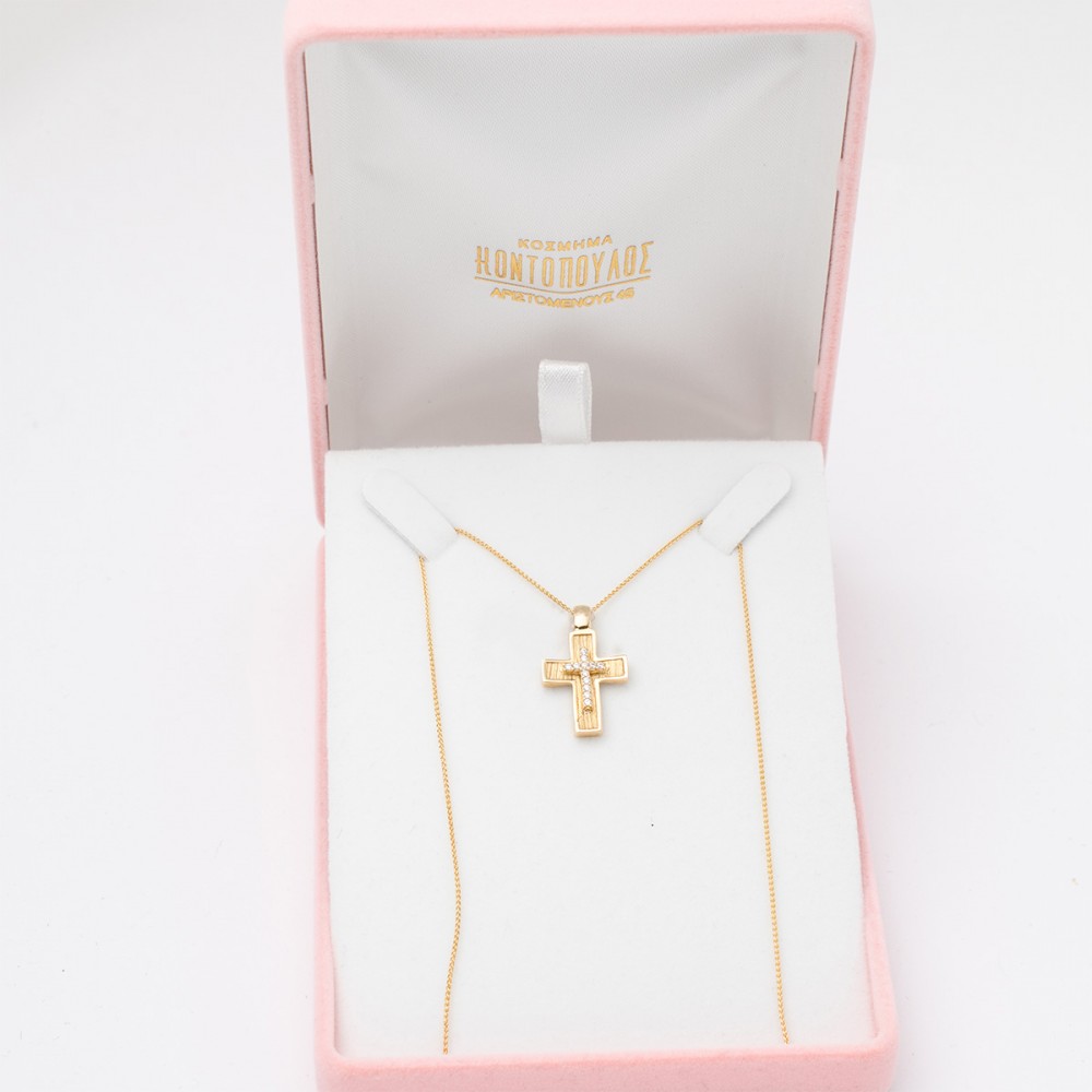14K Χρυσός Σταυρός με Ζιργκόν S803A40