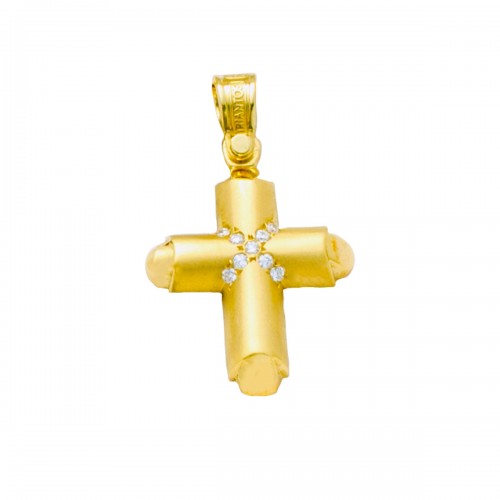 18K Χρυσός Σταυρός με Διαμάντια S844BRT