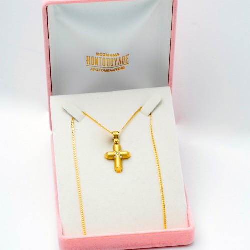 18K Χρυσός Σταυρός με Διαμάντια S844BRT