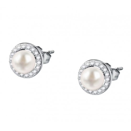 MORELLATO Σκουλαρίκια 925 Ασήμι Με Πέρλα και Λευκά Ζιργκόν SAER51