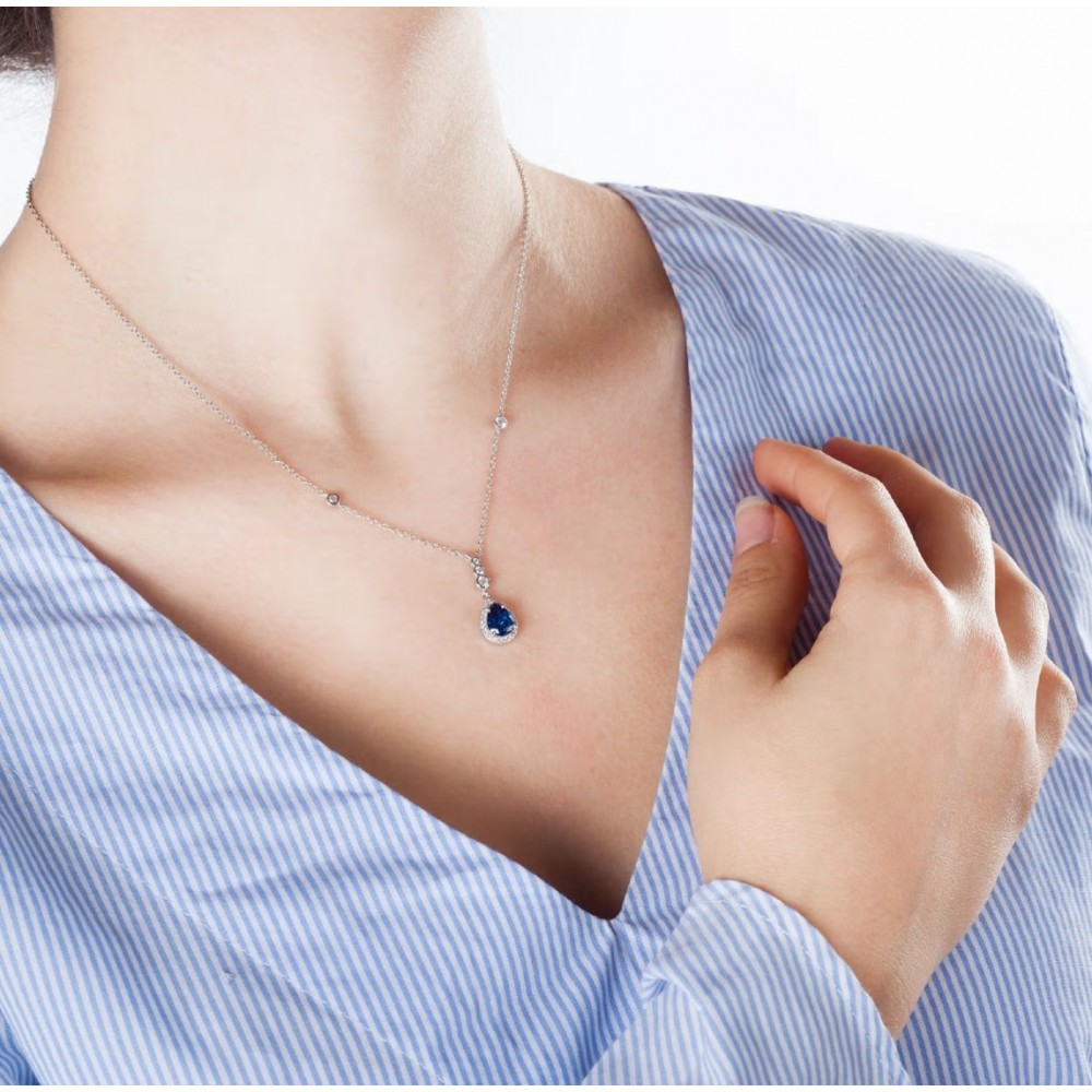 MORELLATO Κολιέ από Ασήμι 925, με Λευκά και Μπλέ Ζιργκόν SAIW09