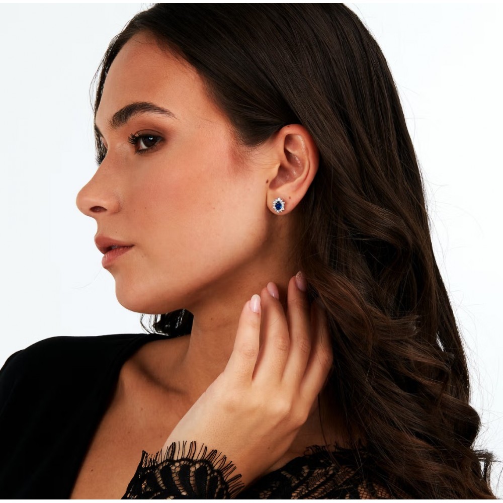 MORELLATO Σκουλαρίκια 925 Ασήμι με Λευκό και Μπλε Ζιργκόν SAIW152