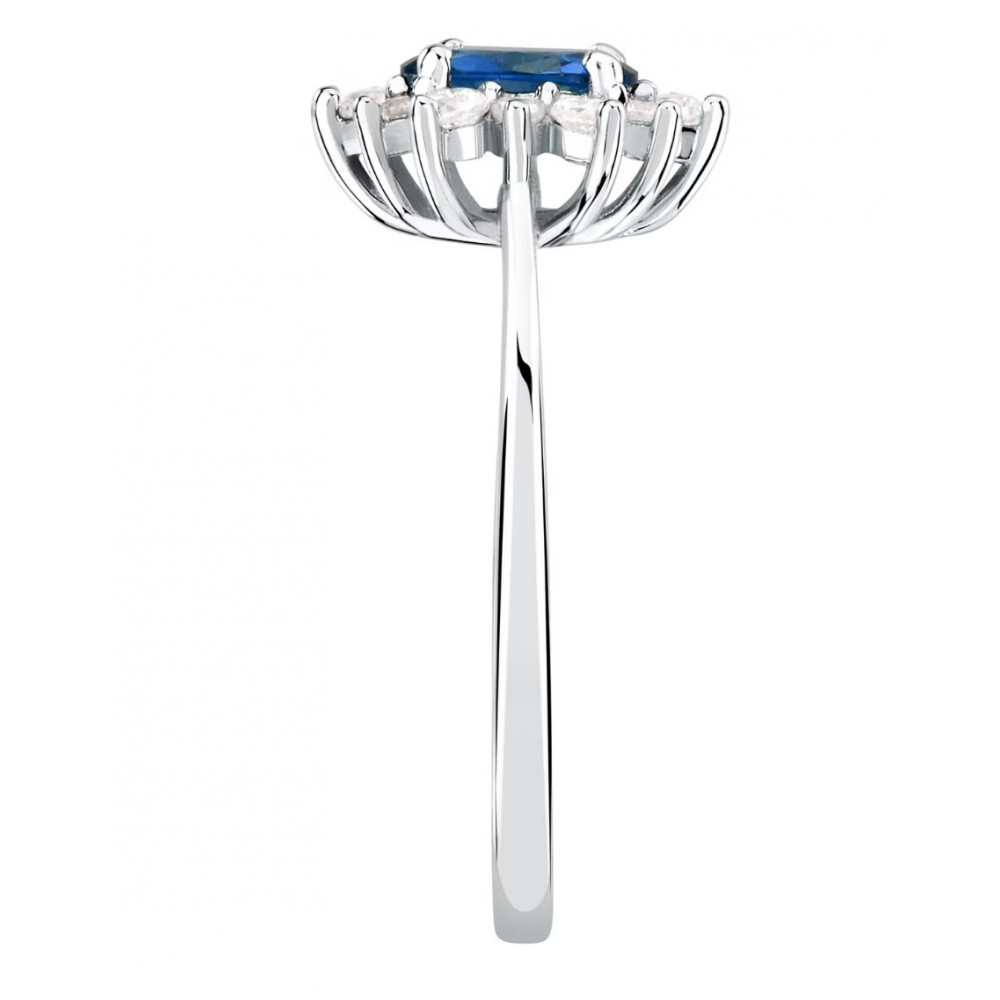 MORELLATO 925 Ασήμι Ροζέτα Δαχτυλίδι με Λευκά και Μπλε ζιργκόν SAIW154.14