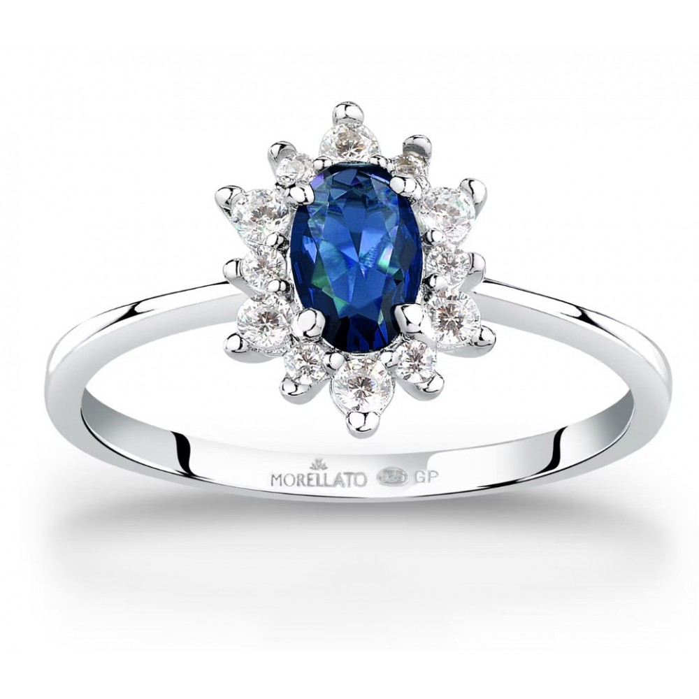 MORELLATO 925 Ασήμι Ροζέτα Δαχτυλίδι με Λευκά και Μπλε ζιργκόν SAIW154.14