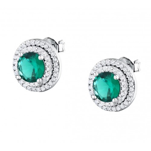 MORELLATO Σκουλαρίκια 925 Ασήμι Με Λευκά και Πράσινο Ζιργκόν SAIW275