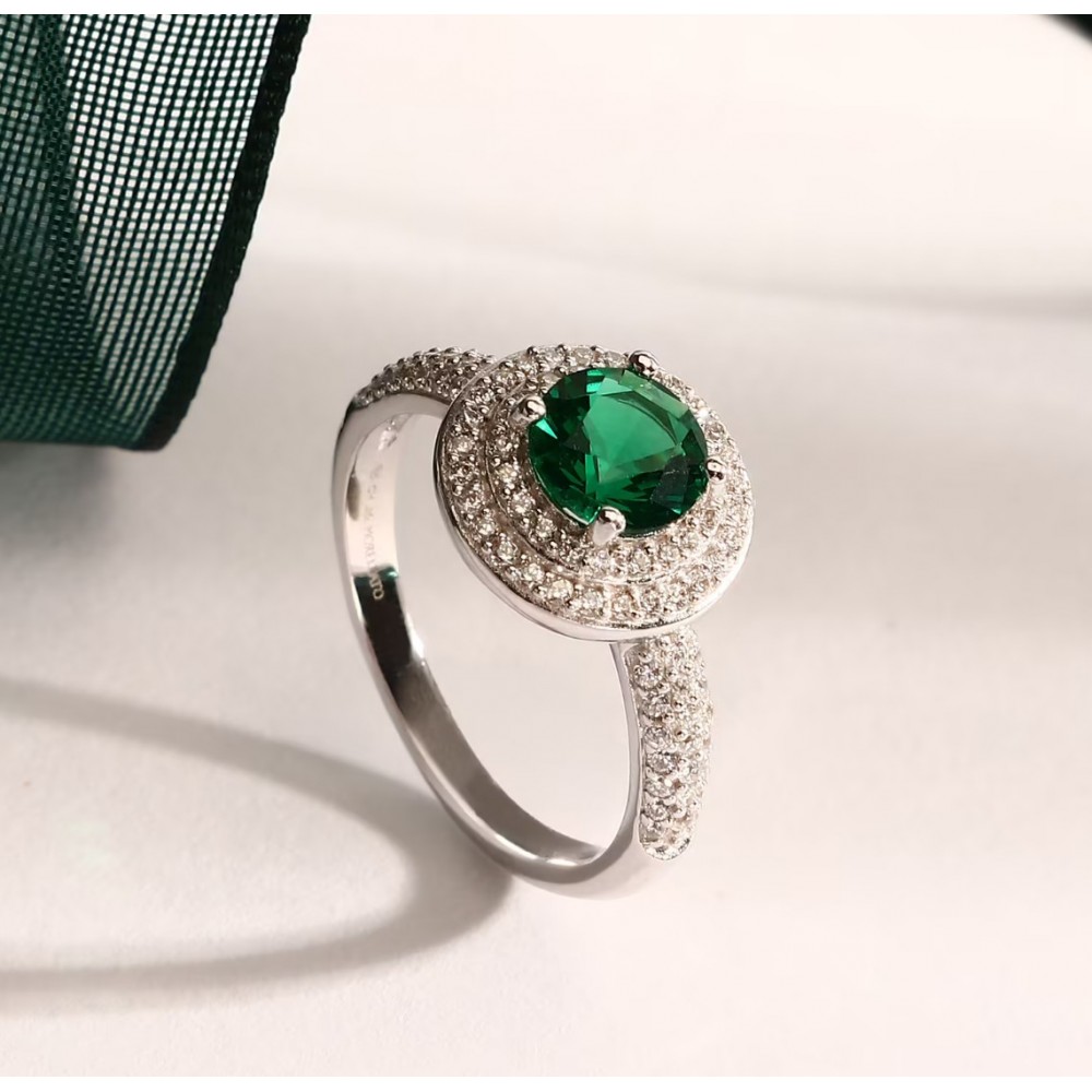 MORELLATO 925 Ασήμι Ροζέτα Δαχτυλίδι με Λευκά και Πράσινο Ζιργκόν SAIW278.16