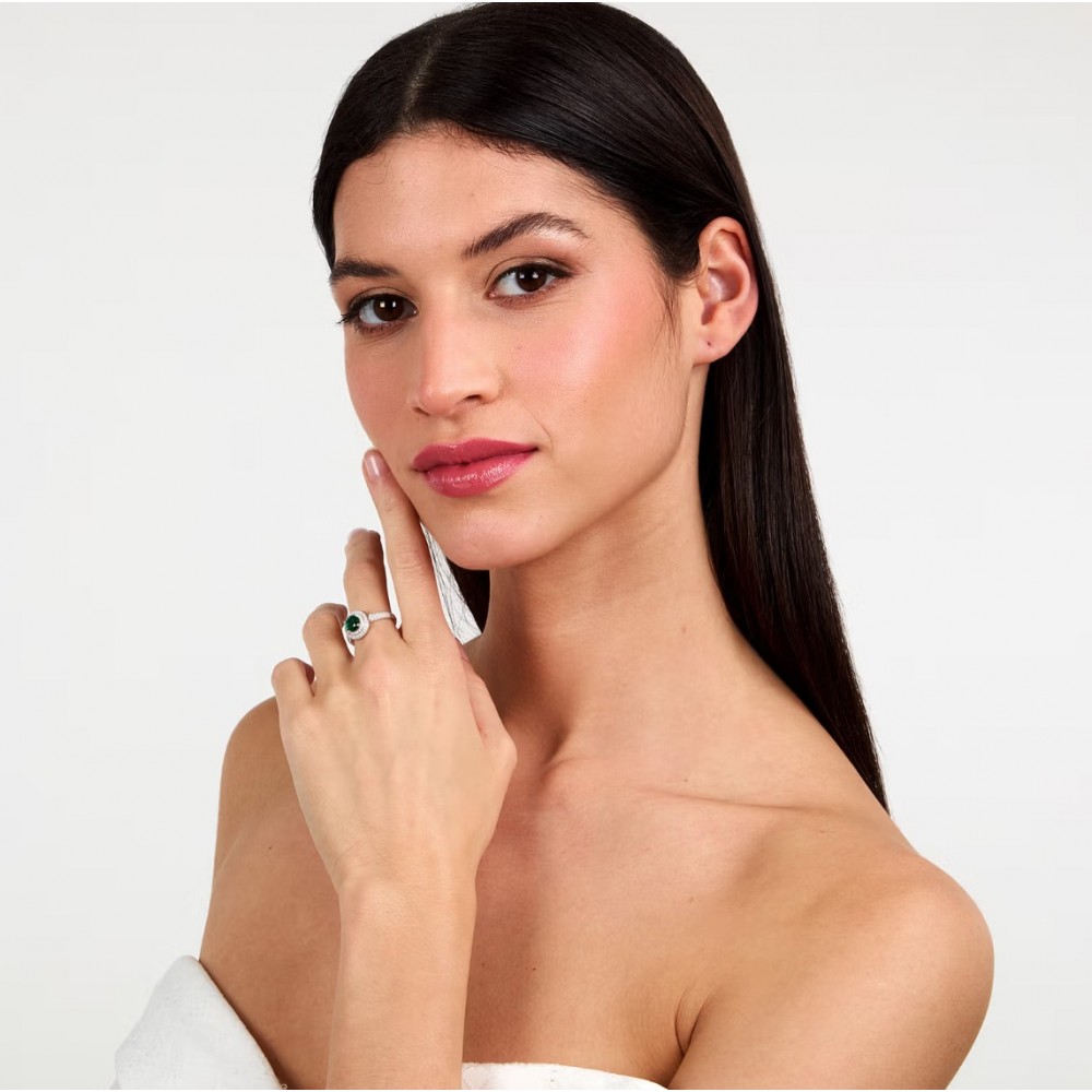 MORELLATO 925 Ασήμι Ροζέτα Δαχτυλίδι με Λευκά και Πράσινο Ζιργκόν SAIW278.16