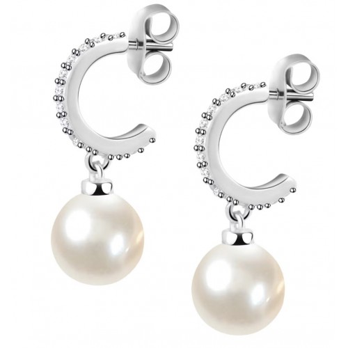 MORELLATO Σκουλαρίκια 925 Ασήμι Με Πέρλα και Λευκά Ζιργκόν SANH03