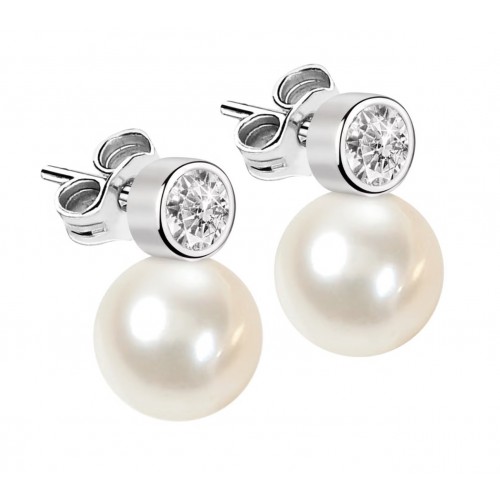 MORELLATO Σκουλαρίκια 925 Ασήμι Με Πέρλα και Λευκά Ζιργκόν SANH04