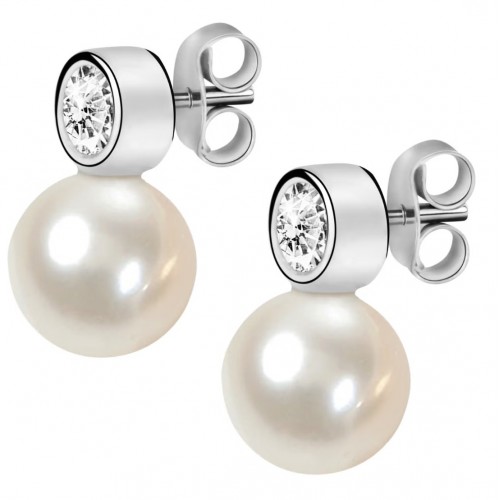 MORELLATO Σκουλαρίκια 925 Ασήμι Με Πέρλα και Λευκά Ζιργκόν SANH04