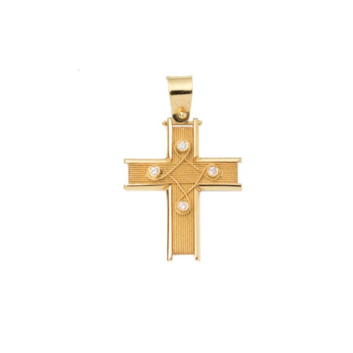 18Κ Χρυσός Σταυρός Χειροποίητος με Διαμάντια SB012K
