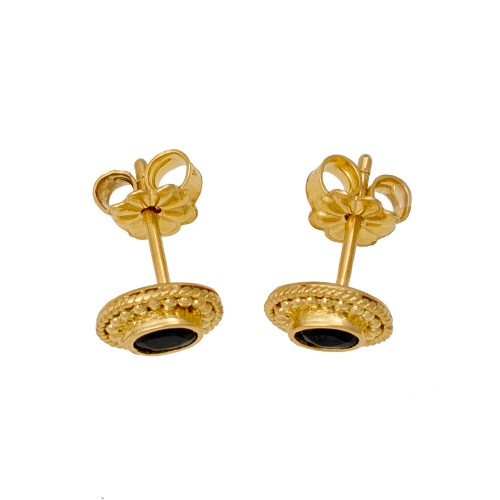 18Κ Χρυσά Σκουλαρίκια Χειροποίητα με Ζαφείρι 1025SZF048