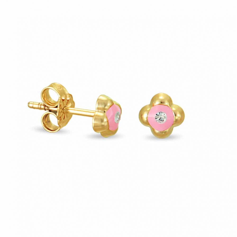 14K Χρυσά Σκουλαρίκια Παιδικά με Ζιργκόν SK3150KR