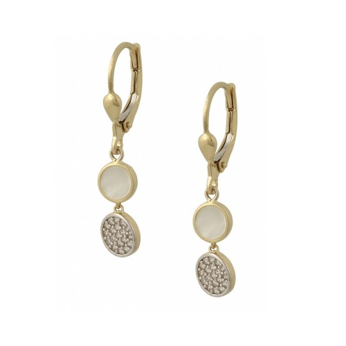 14Κ Χρυσά Σκουλαρίκια με Φίλντισι & Ζιργκόν SK6143-O