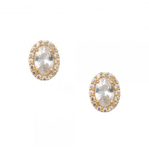 14K Χρυσά Σκουλαρίκια με Ροζέτα και Ζιργκόν SK625AF