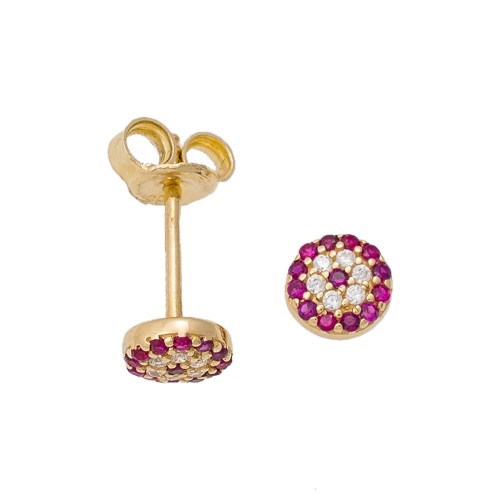 14K Χρυσά Σκουλαρίκια με Κόκκινο Ζιργκόν SK852FV