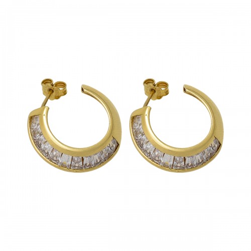 14K Χρυσά Σκουλαρίκια Κρίκοι με Ζιργκόν SK890KN