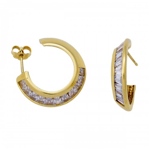 14K Χρυσά Σκουλαρίκια Κρίκοι με Ζιργκόν SK890KN