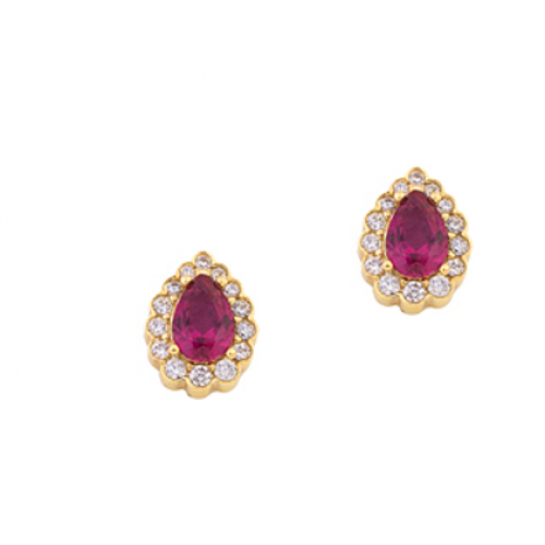 18K Χρυσά σκουλαρίκια με Ρουμπίνι και Ζιργκόν SKSO863