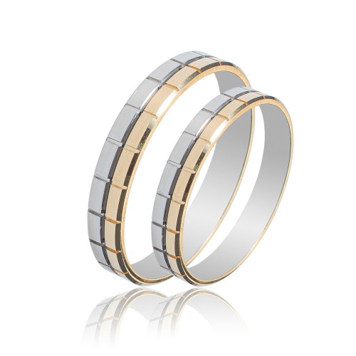 MASCHIO FEMMINA Sottile Δίχρωμες Χρυσές Σετ Βέρες 9K - 14K - 18K SL59