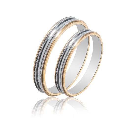 MASCHIO FEMMINA Sottile Δίχρωμες Χρυσές Σετ Βέρες 9K - 14K - 18K SL62