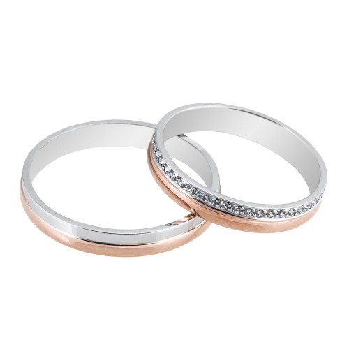 MASCHIO FEMMINA Sottile Δίχρωμες Χρυσές Σετ Βέρες 9K - 14K - 18K SL63