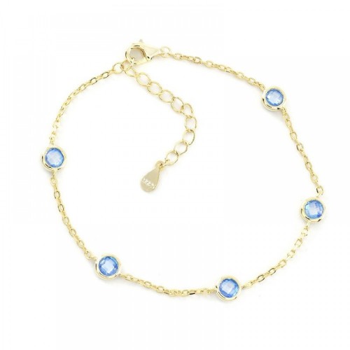 925 Ασήμι Βραχιόλι Επιχρυσωμένο με Μπλε Ζιργκόν SSBR1221GCCS