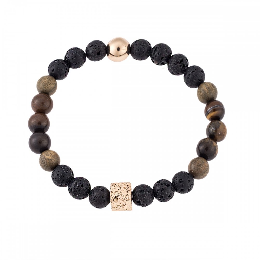 Senza Βραχιόλι με Πέτρες Λάβας και Σανταλόξυλου SSD4871GBK