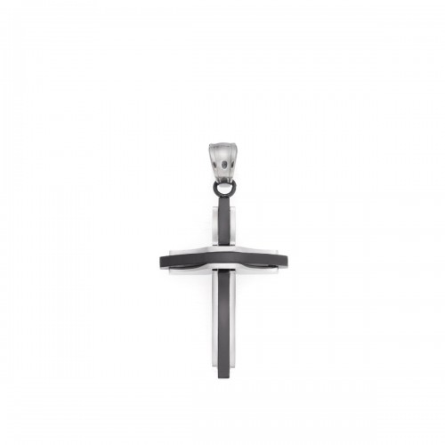 Senza, Ατσάλινος Σταυρός σε Ασημί και Μαύρο Χρώμα SSD5629SBK