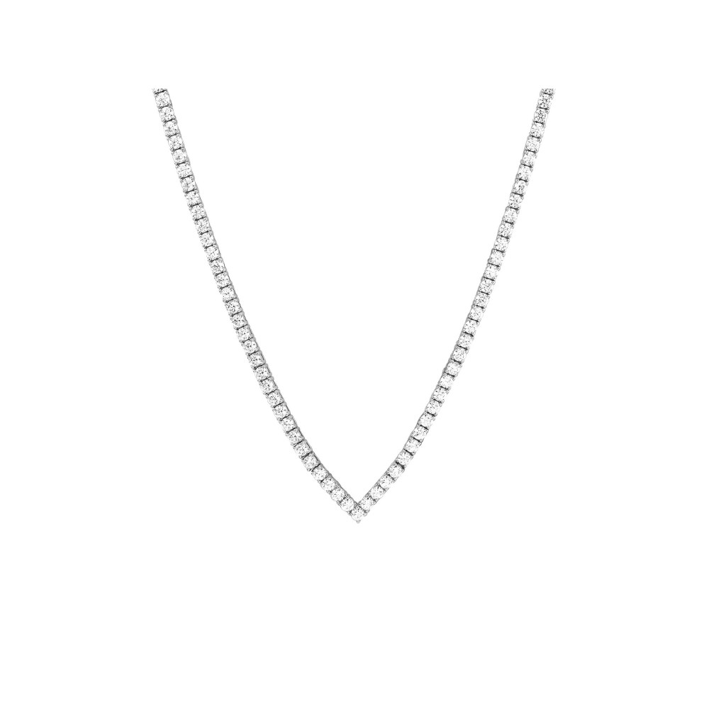 925 Ασήμι Κολιέ Ριβιέρα με Λευκά Ζιργκόν SSNC73349CCS