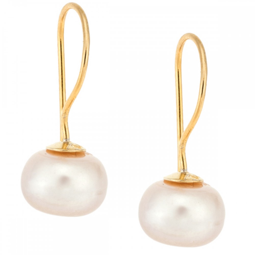 SENZA Ασήμι 925 Σκουλαρίκια  με Μαργαριτάρι και Ροζ Επιχρυσωμένο Πιάσιμο SSR1798-1GP