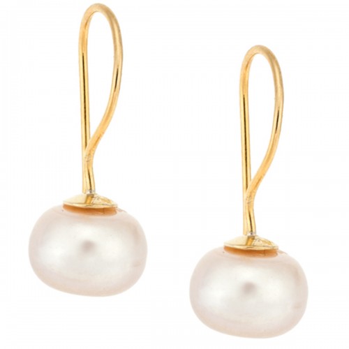 SENZA Ασήμι 925 Σκουλαρίκια  με Μαργαριτάρι και Ροζ Επιχρυσωμένο Πιάσιμο SSR1798-1GP