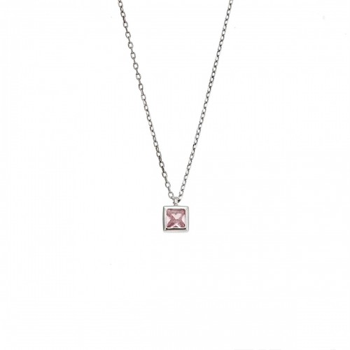 SENZA 925 Ασήμι Κολιέ με Ροζ Ζιργκόν SSR2477-12SR