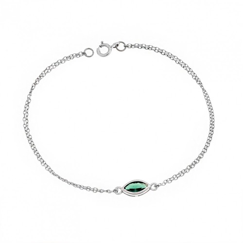 SENZA 925 Ασήμι Βραχιόλι με Πράσινο Ζιργκόν SSR2793-6SR