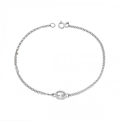 Senza 925 Ασήμι Βραχιόλι με οβάλ λευκό Ζιργκόν SSR2794-1SR