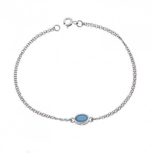 925 Ασήμι, Βραχιόλι, Οβάλ με Τιρκουάζ Ζιργκόν SSR2794-3SR
