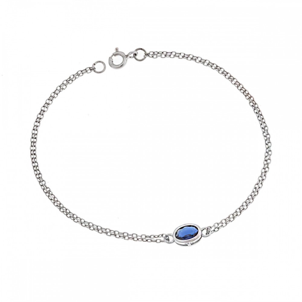 SENZA 925 Ασήμι Βραχιόλι με οβάλ Μπλε Ζιργκόν SSR2794-5SR