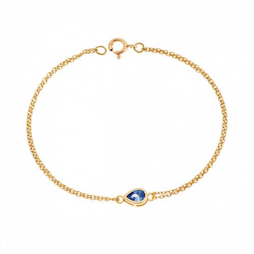 Senza Βραχιόλι Ασήμι 925 Επιχρυσωμένο, δάκρυ με aquamarine ζιργκόν SSR2795-13GD