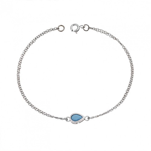 925 Ασήμι, Βραχιόλι, Δάκρυ με Τιρκουάζ Ζιργκόν SSR2795-3SR