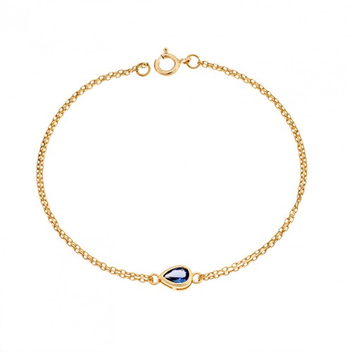 925 Ασήμι Βραχιόλι με Δάκρυ Μπλε Ζιργκόν Επιχρυσωμένο SSR2795-4GD