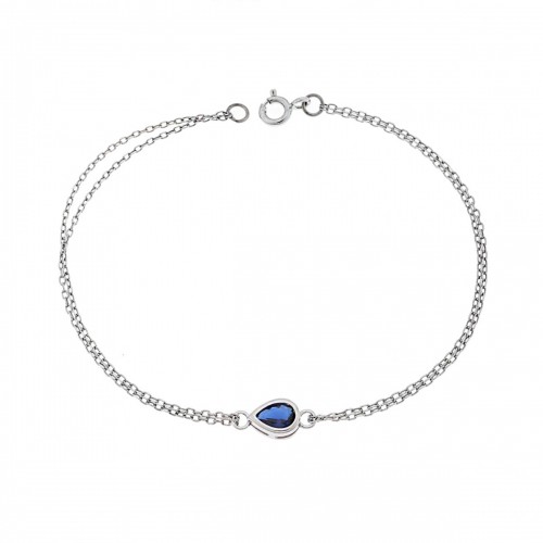 925 Ασήμι, Βραχιόλι, Δάκρυ με Μπλέ Ζιργκόν SSR2795-5SR