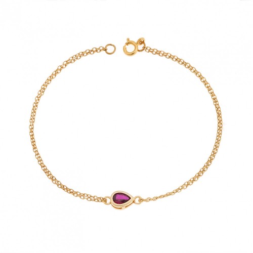 925 Ασήμι Επιχρυσωμένο Βραχιόλι με κόκκινο "Δάκρυ" Ζιργκόν SSR2795-8GD